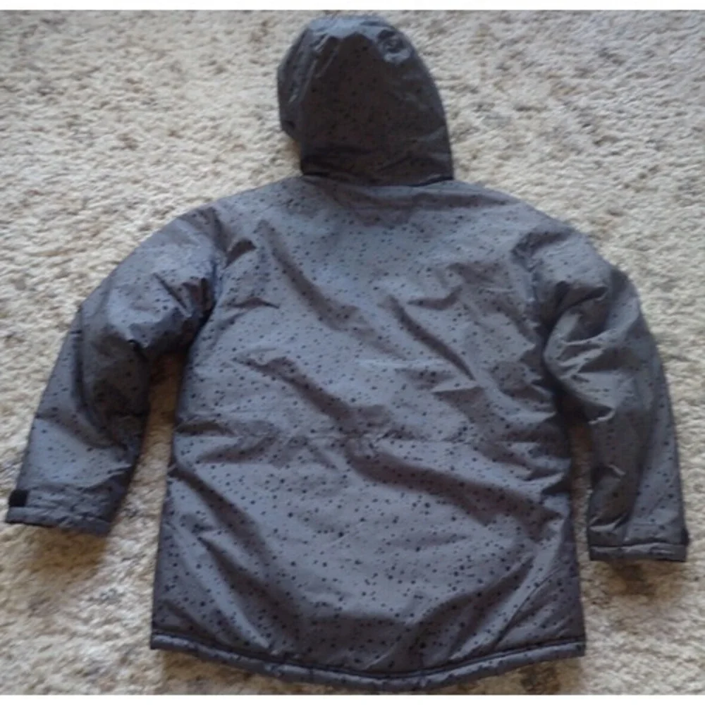Jordan Puffer Jacket Boys Size 10-12 Grey Excellent Speckled Hooded Winter‎ Coat